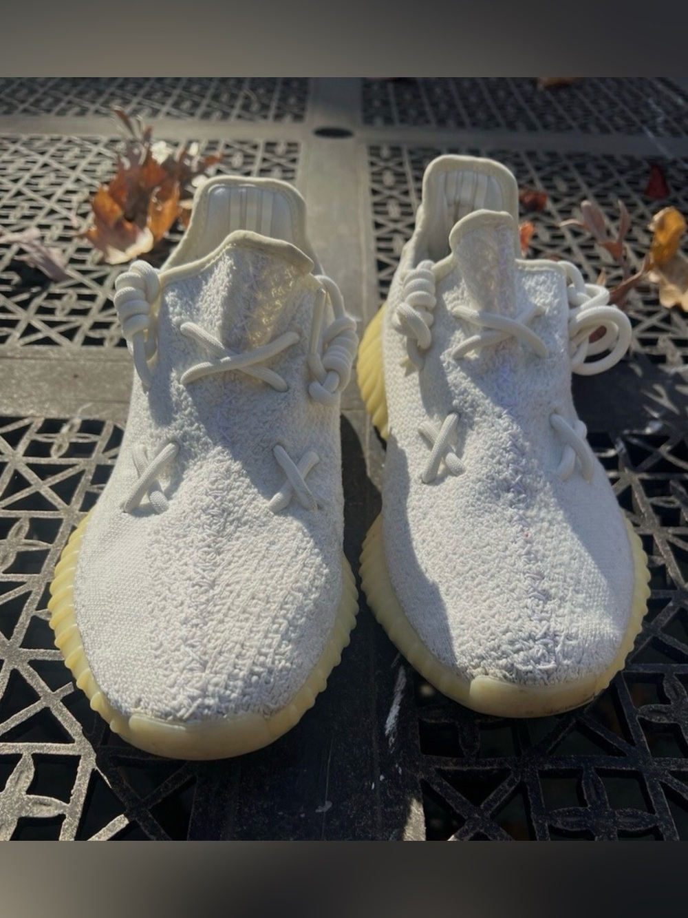 adidas Yeezy White Knit Sneakers with Cream Sole women’s Size 5 to 6